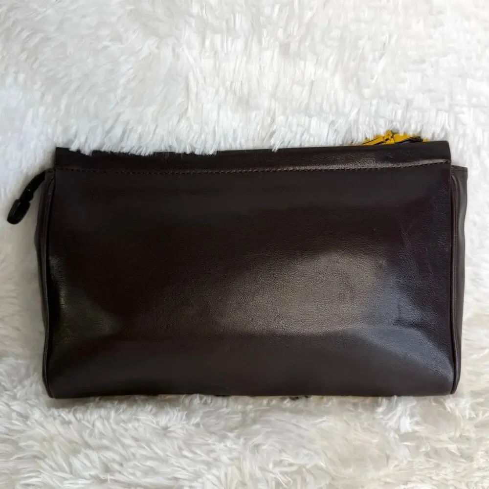 Coach Legacy Ocelot Haircalf Leather Zipper Pouch Clutch